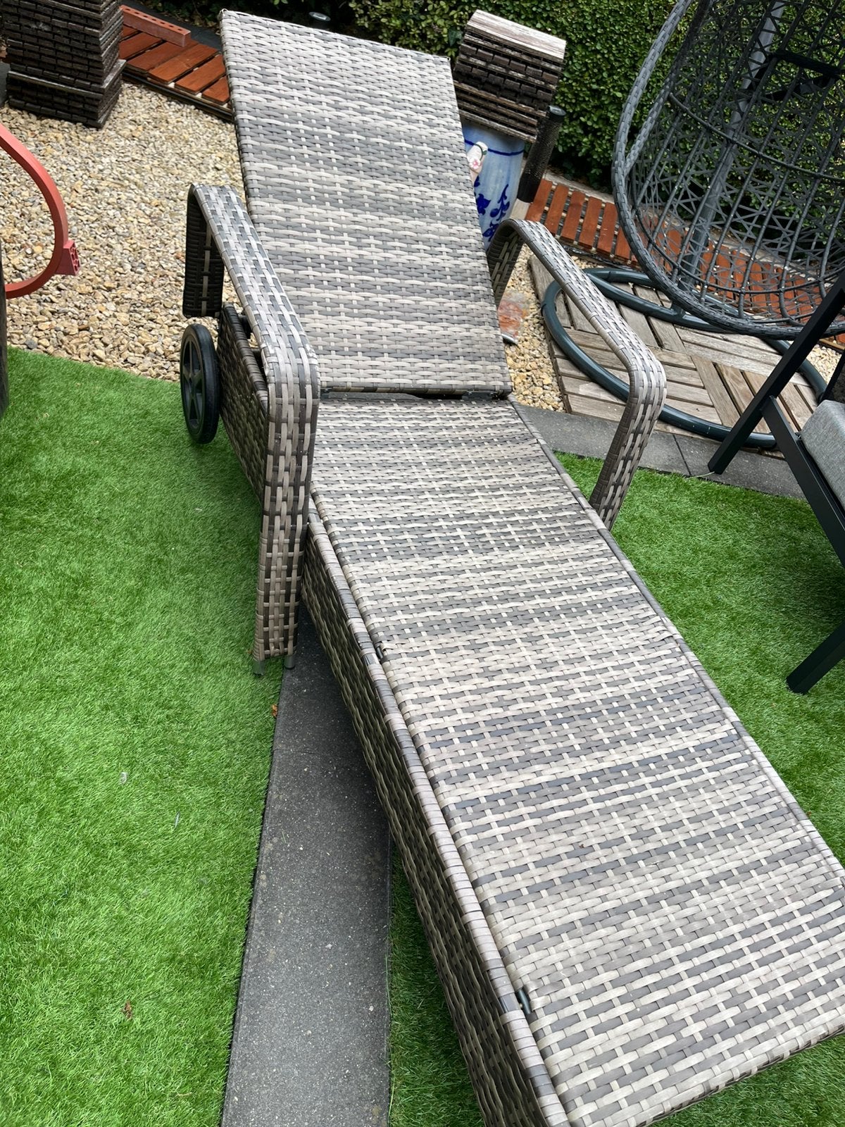 Ligzetel tuin of veranda, Ophalen, Gebruikt, Wicker, Verstelbaar