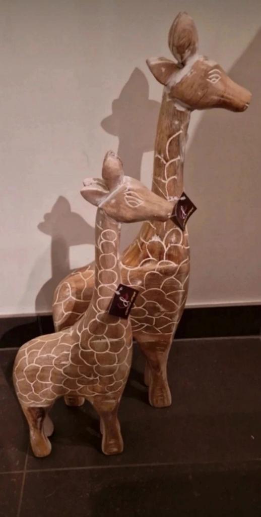 2 houten deco giraffen, Enlèvement, Neuf, Brun, Bois