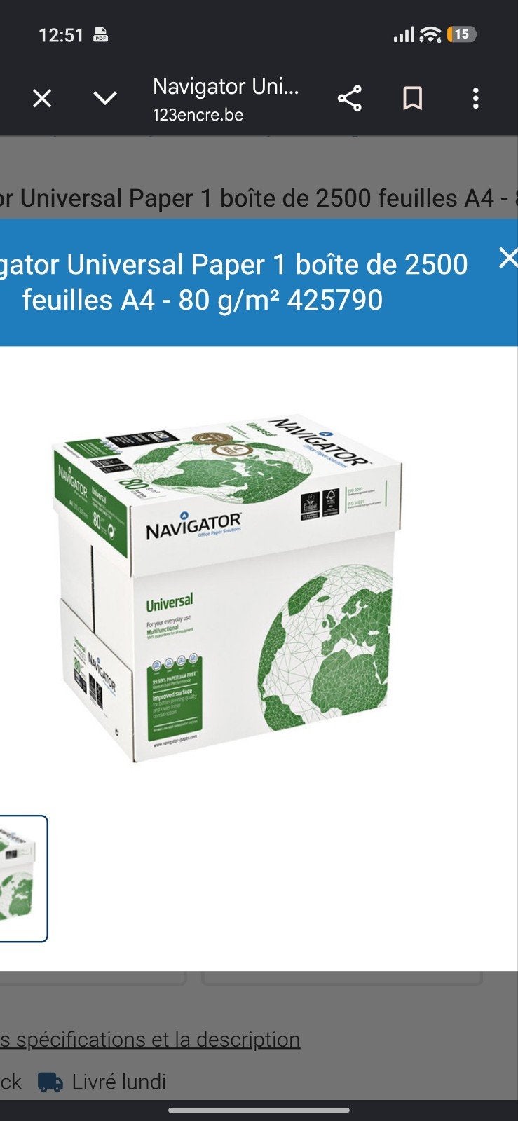 papier A4 Navigator boîte de 5 rames, Enlèvement, Neuf