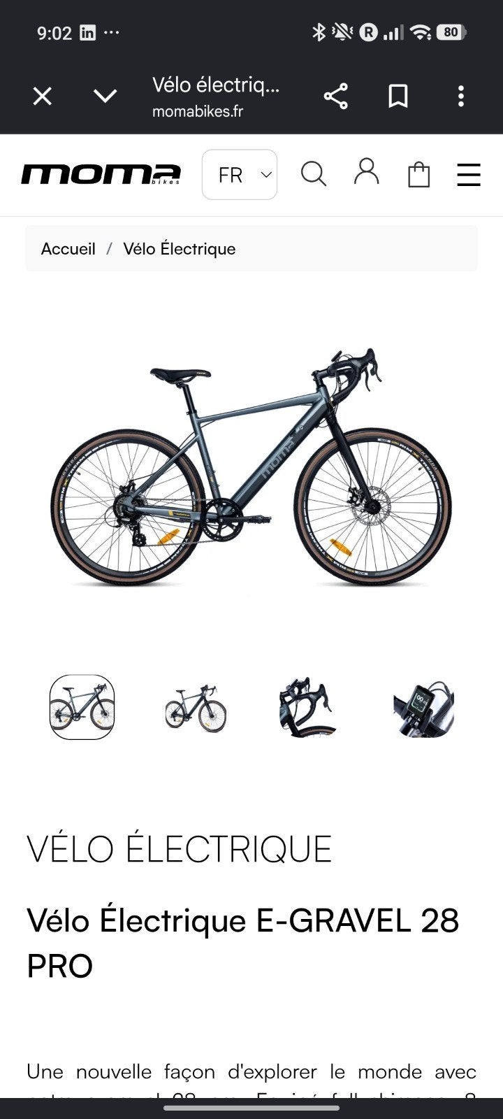 Momabikes e gravel 28 pro électrique 300km, Enlèvement