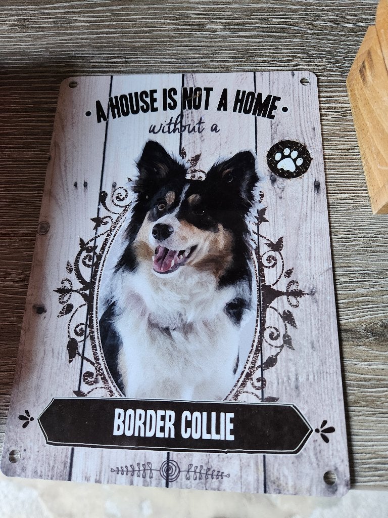 Blikken bord  a house is NOT a home without a border collie, Enlèvement ou Envoi, Métal
