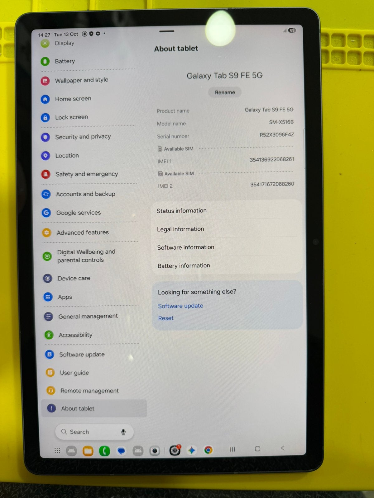 Samsung Tablet S9 FE, Ophalen, Refurbished, Wi-Fi en Mobiel internet, 128 GB