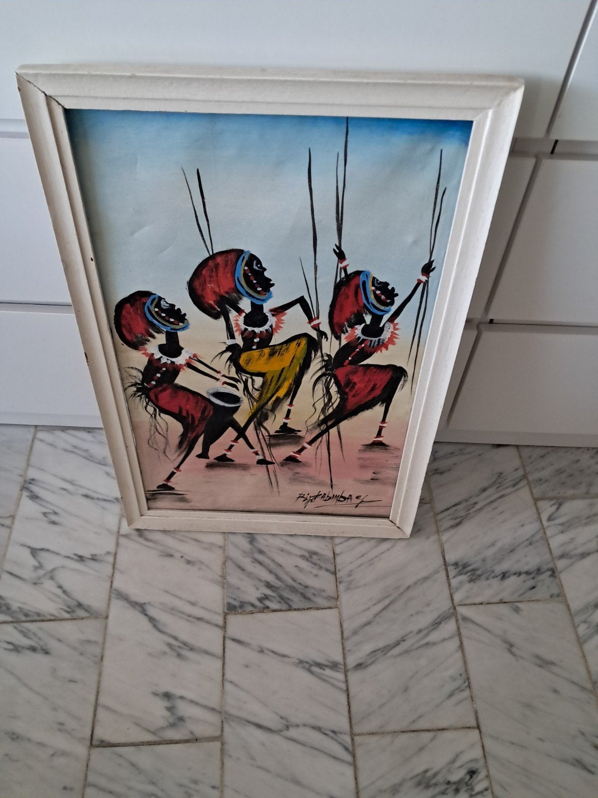 vintage Afrikaans Belgisch-Congolees schilderijjaren, Ophalen of Verzenden