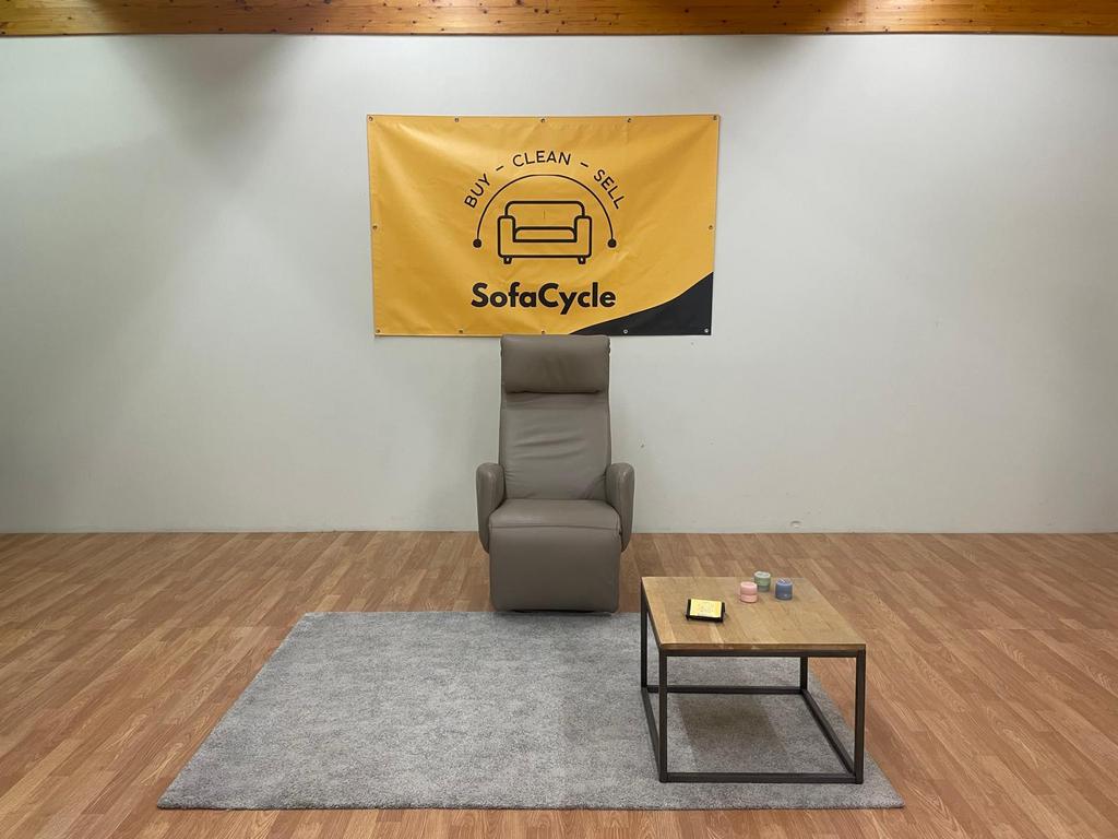 Echte lederen Fauteuil - Verstelbaar  - SofaCycle, Huis en Inrichting, Zetels | Voetbanken en poefs, Zo goed als nieuw, Ophalen of Verzenden
