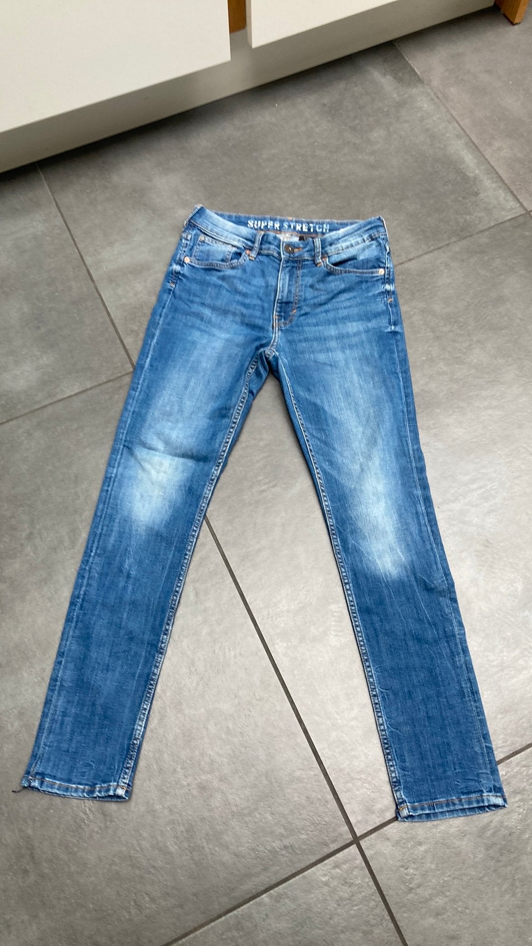 409: blauwe jeans stretch maat 158, Kinderen en Baby's, Ophalen of Verzenden, Zo goed als nieuw, Jongen, Broek