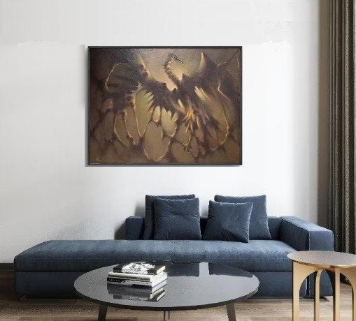 Prachtig surrealistisch Schilderij uit erfenis, Peinture à l'huile, Surréalisme, Signé, Enlèvement