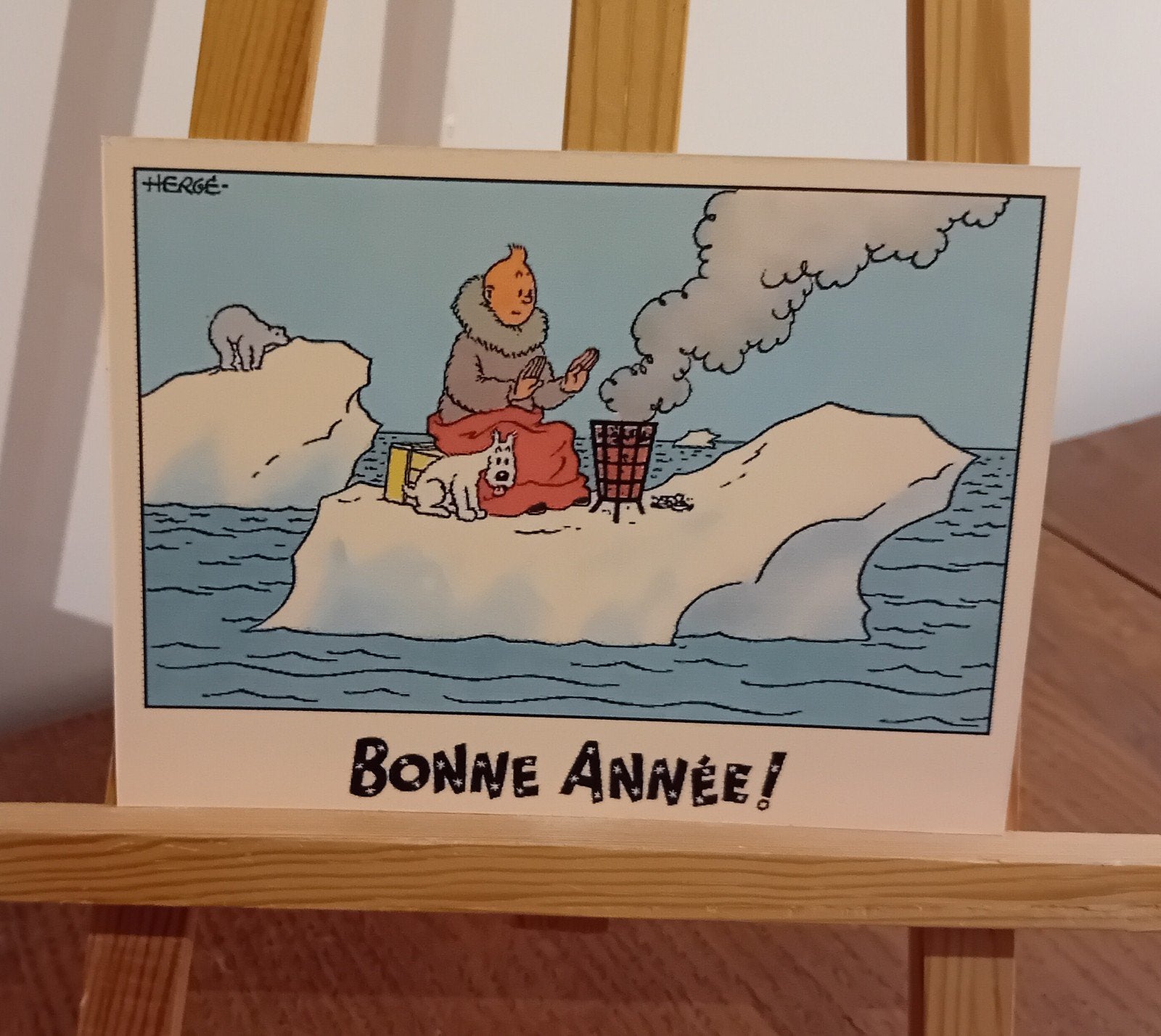 Tintin 021: prachtige kaart genaamd „sneeuw”, heruitgave uit, Verzenden, Kuifje, Zo goed als nieuw, Plaatje, Poster of Sticker