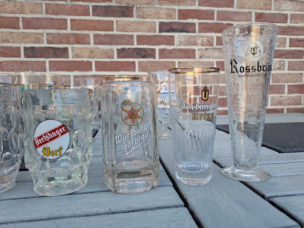 13 Duitse bierpullen en bierglazen., Verzamelen, Ophalen of Verzenden, Gebruikt, Glas of Glazen, Overige merken
