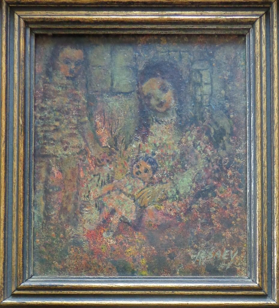 RENAAT SAEY / MEISJES MET POP / OLIEVER / 26x24cm / KADER, Enlèvement ou Envoi
