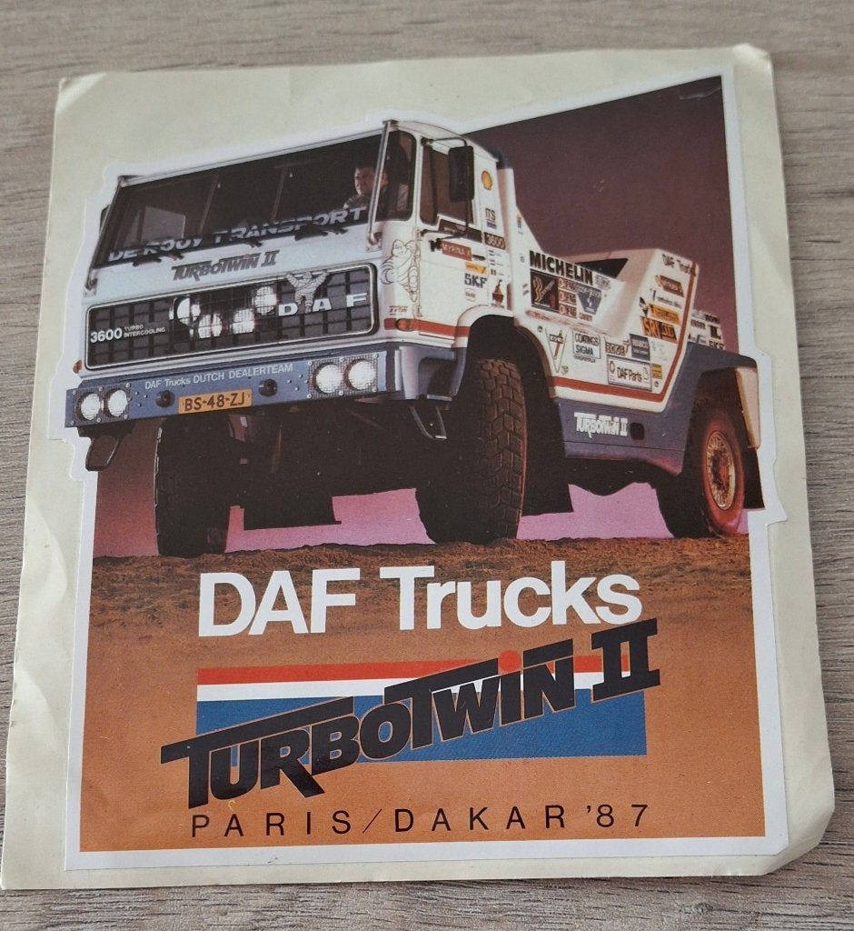 Autocollant : DAF Truck Turbo Twin Paris Dakar 1987, Enlèvement ou Envoi, Comme neuf, Voiture ou Moto