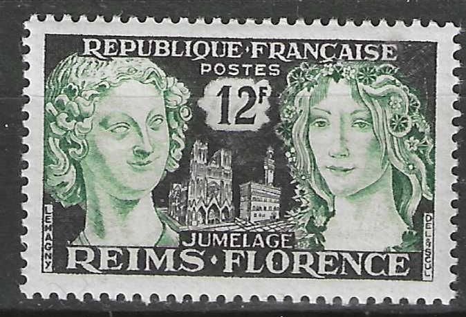 France 1956 - Yvert 1061 - Reims et Florence (PF), Envoi, Non oblitéré