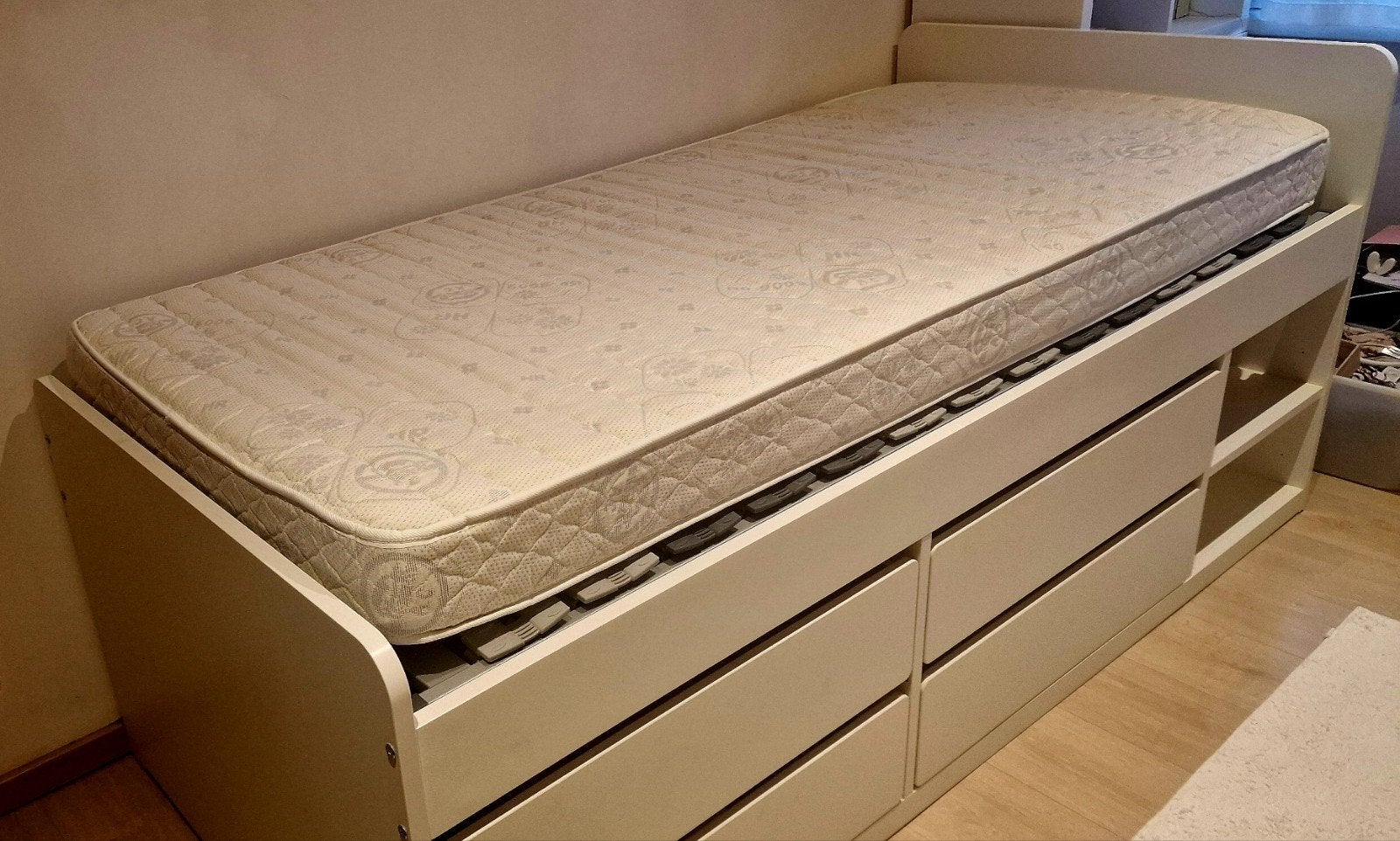IKEA SLÄKT bed met 4 lades – Complete set (inclusief m, Ophalen, Wit