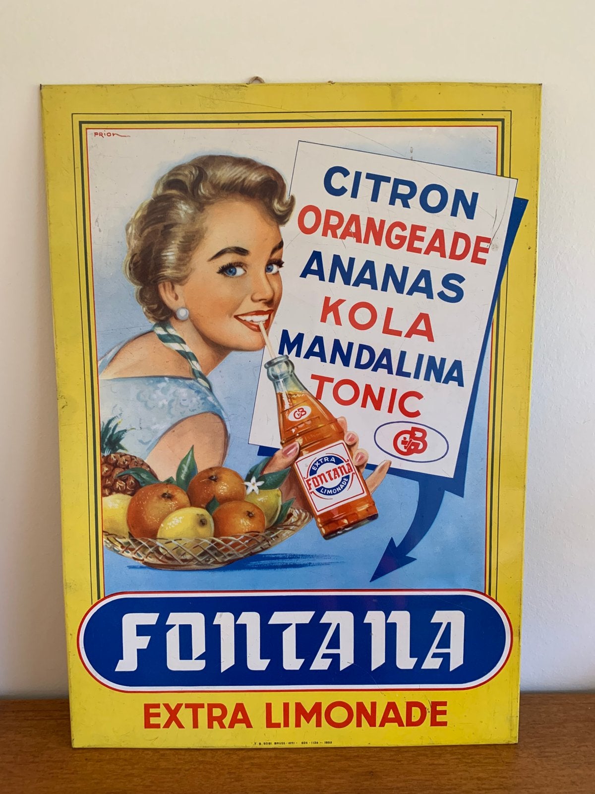 Reclamebord Fontana Limonade, Collections, Marques & Objets publicitaires, Enlèvement, Utilisé, Panneau publicitaire
