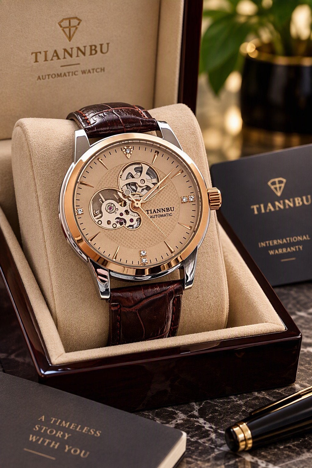 Montre automatique squelette TIANNBU - Élégante & originale, Bijoux, Sacs & Beauté, Envoi, Neuf, Argent