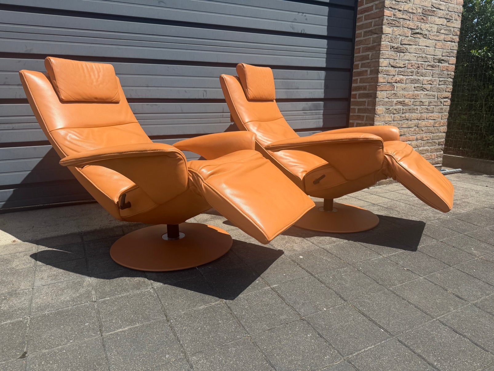 2x Jori Felini relax Medi Mono-move Cognac leder hoofdkussen, Ophalen of Verzenden, Durlet leolux rolf benz natuzzi minotti xooon hukla stressless