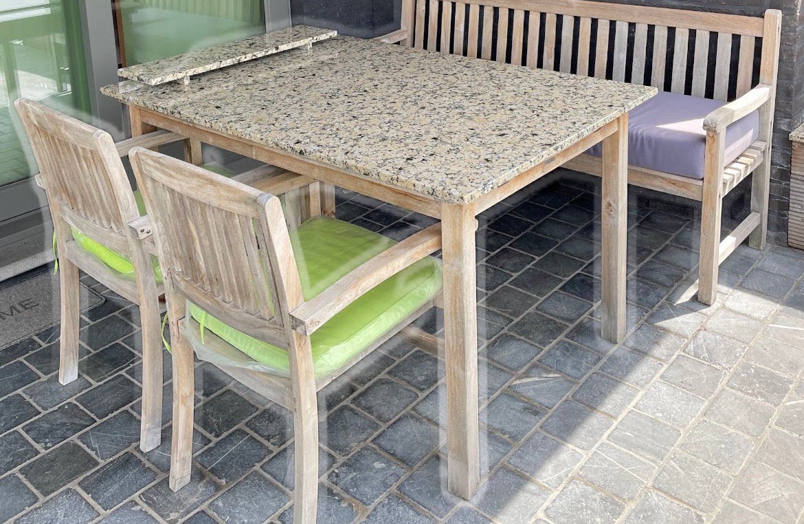 Tuintafel met 2 stoelen in teak hout, Tuin en Terras, Ophalen, Zo goed als nieuw, Hout