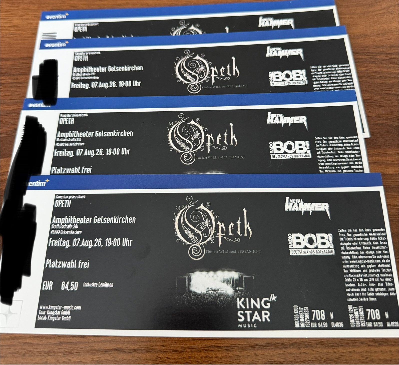Billets concert OPETH a vendre, Trois personnes ou plus