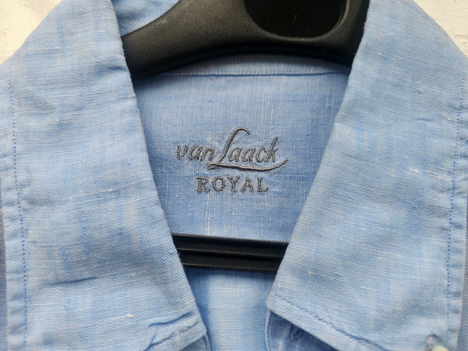 lichtblauw linnen herenhemd VAN LAACK Royal - NP €199 - S, Verzenden, Zo goed als nieuw, Blauw, Van Laack Royal