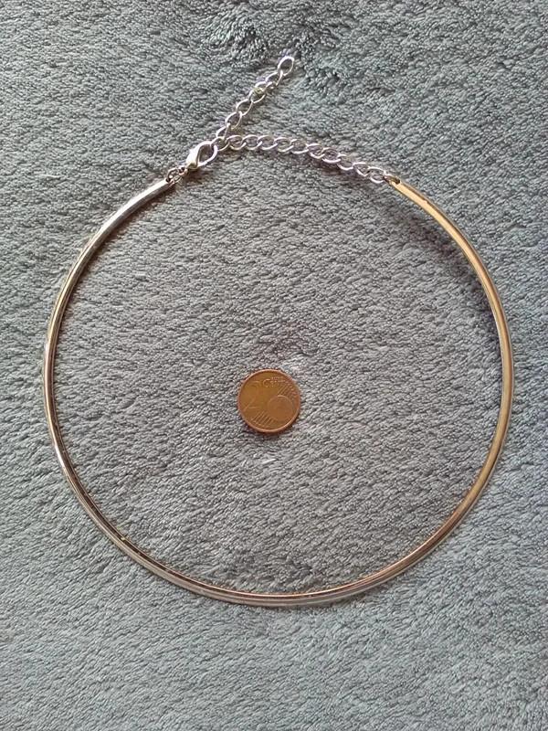 Collier ras de cou rigide argenté réglable, Enlèvement ou Envoi, Comme neuf, Argent, Autres matériaux