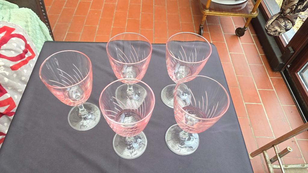 Set van 5 vintage wijnglazen, Ophalen of Verzenden
