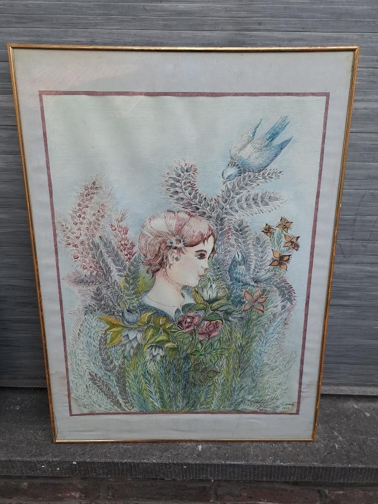 dessin signe louis waem 1995, Antiquités & Art, Enlèvement ou Envoi