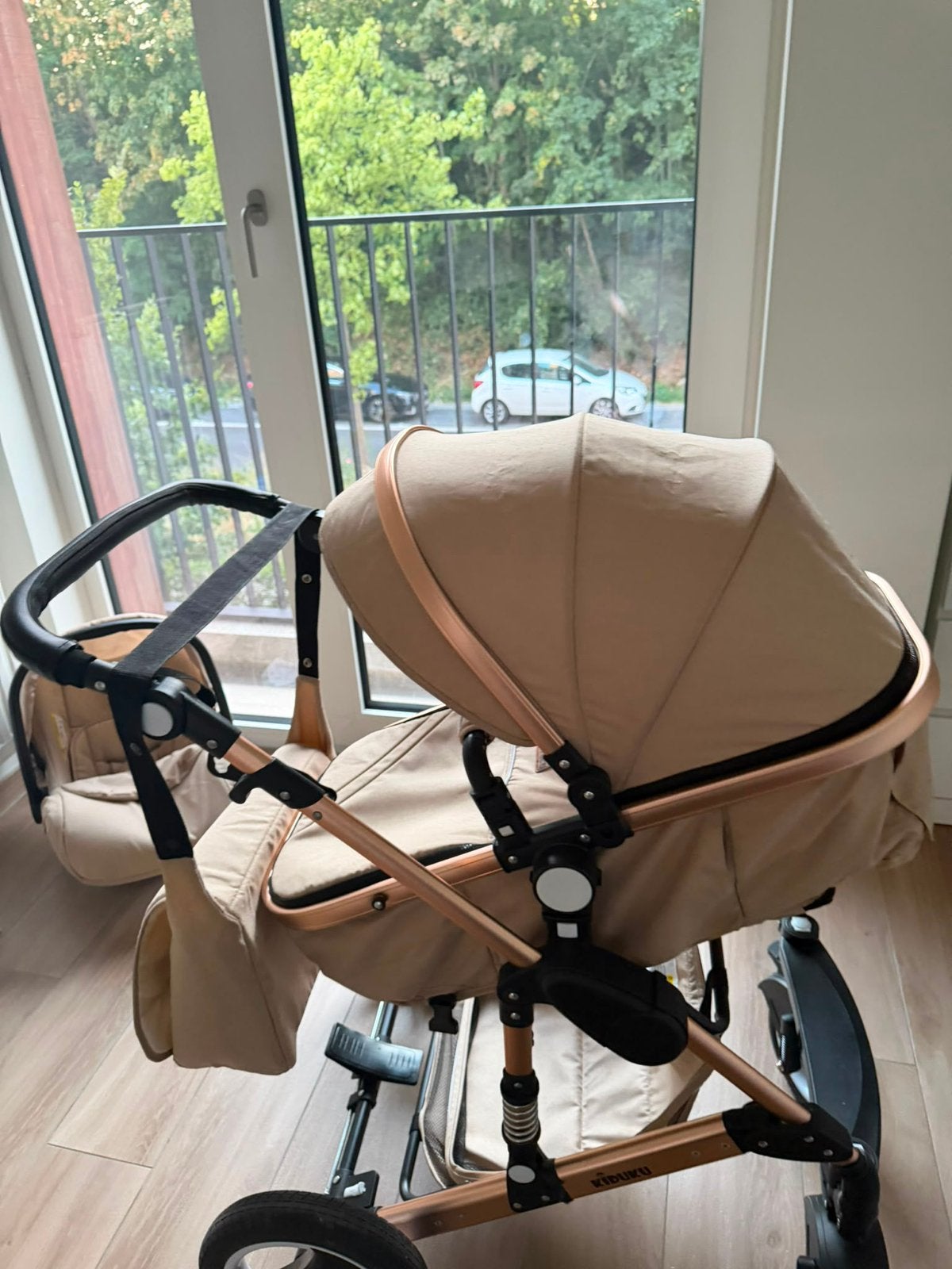 KIDUKU Complete Kinderwagen + Maxi-Cosi / Autostoeltje, Kinderen en Baby's, Zo goed als nieuw, Verstelbare duwstang, Ophalen, Kinderwagen