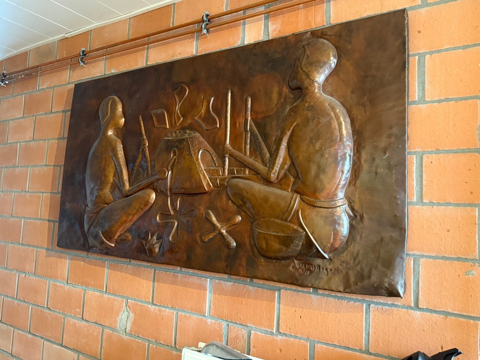 Prachtig handgemaakt wandreliëf uit rood koper, Antiek en Kunst, Ophalen, Koper