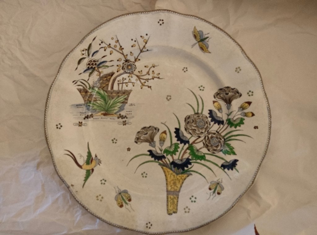 Oud aardewerk bord met de hand beschilderd Rouen Bruxelles, Antiek en Kunst, Ophalen of Verzenden
