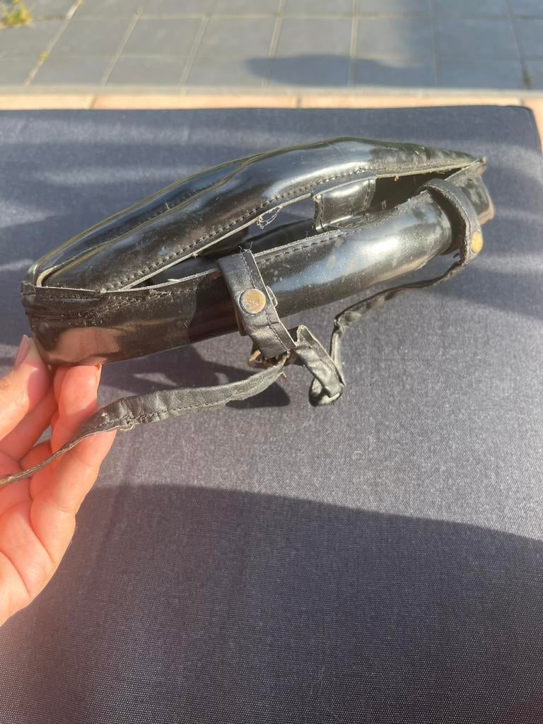 Vintage fietshelm zwart, Fietsen en Brommers, Ophalen, Gebruikt, S, Heer