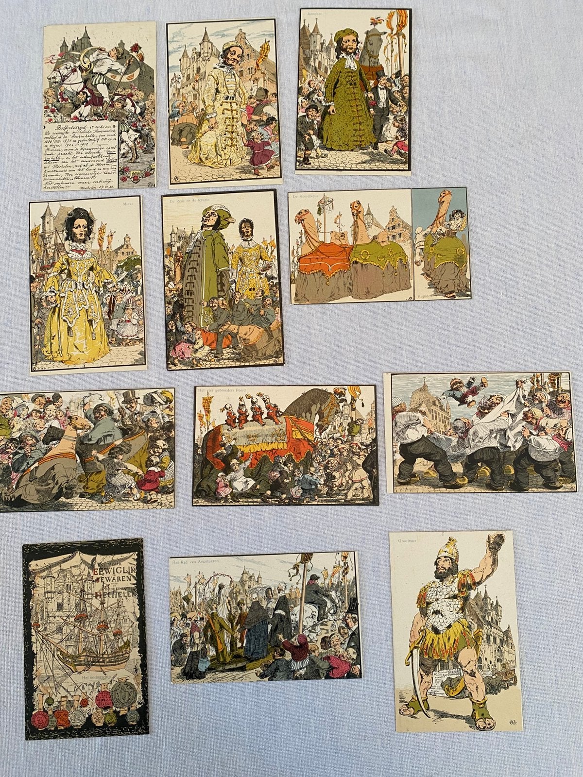 12 postkaarten Ommegang Mechelen A Ost 1913, Ophalen of Verzenden, Voor 1920, Cultuur en Media
