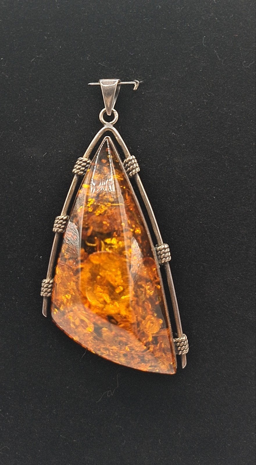 grand pendentif en ambre/ambre au miel de la Baltique en arg, Enlèvement ou Envoi, Argent, Pendentif