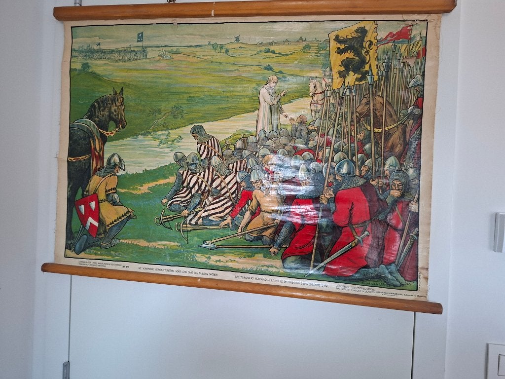 set van 5 schoolplaten Edmond van Offel incl. Guldensporen, Diensten en Vakmensen, Kunstenaars en Portretschilders, Tekeningen