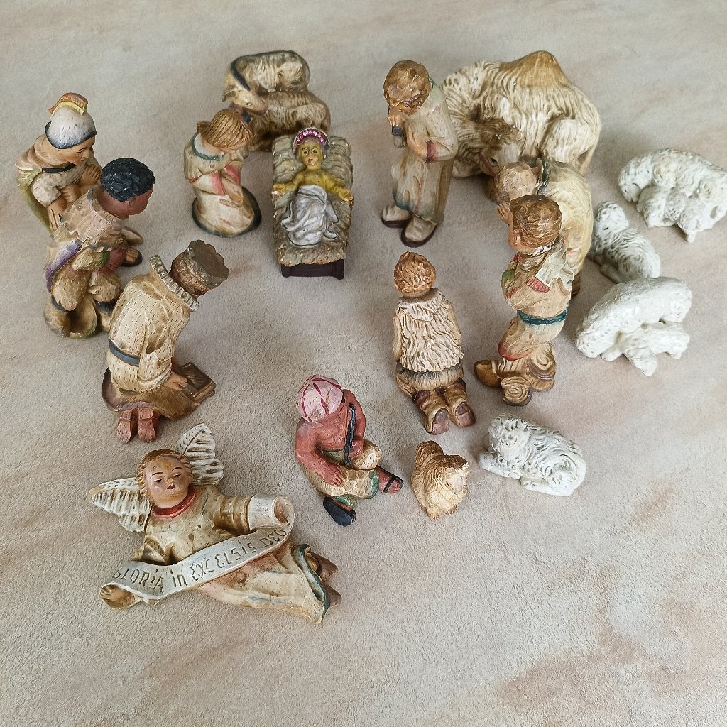 Vintage kerststal beeldjes., Ophalen of Verzenden, Gebruikt