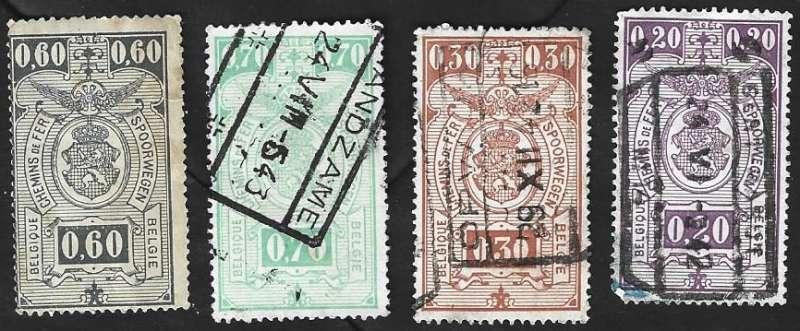 3 + 1 Zegel Rijkswapen in ovaal België 1941 Gewijzigde kleur, Postzegels en Munten, Frankeerzegel, Ophalen of Verzenden, Gestempeld