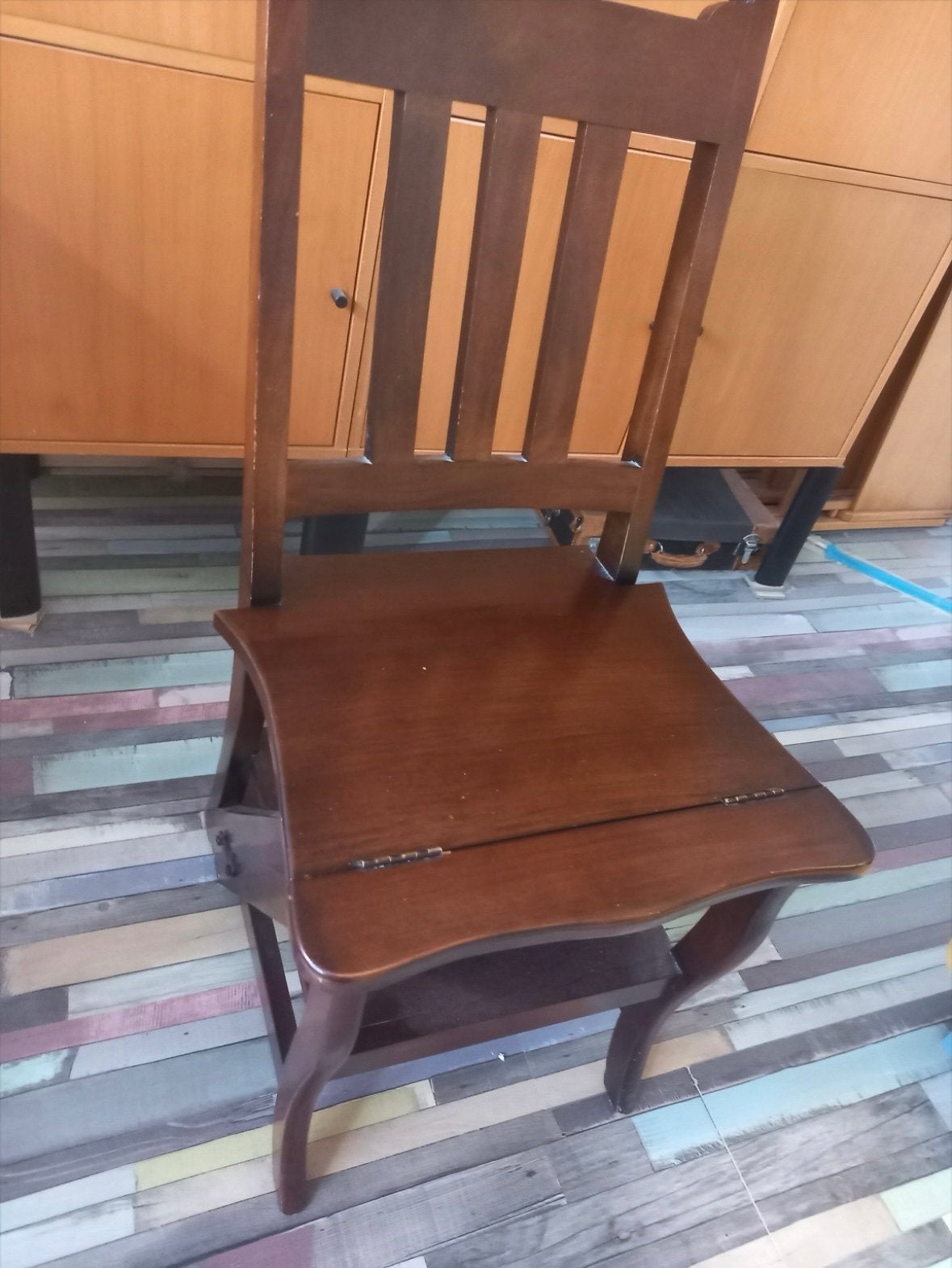 Houten bibliotheekstoel / trapstoel – stoel & trap 2-in-1, Ophalen, Gebruikt