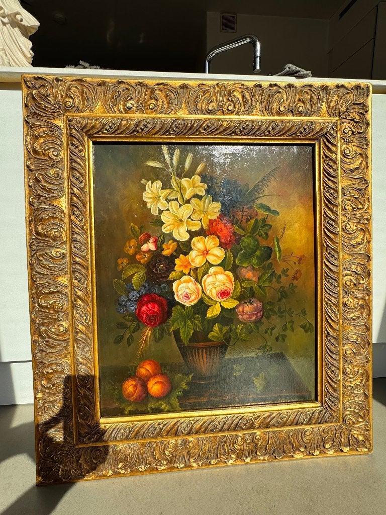 Klassiek bloemstilleven schilderij – Van E. Müller, Enlèvement, Classique