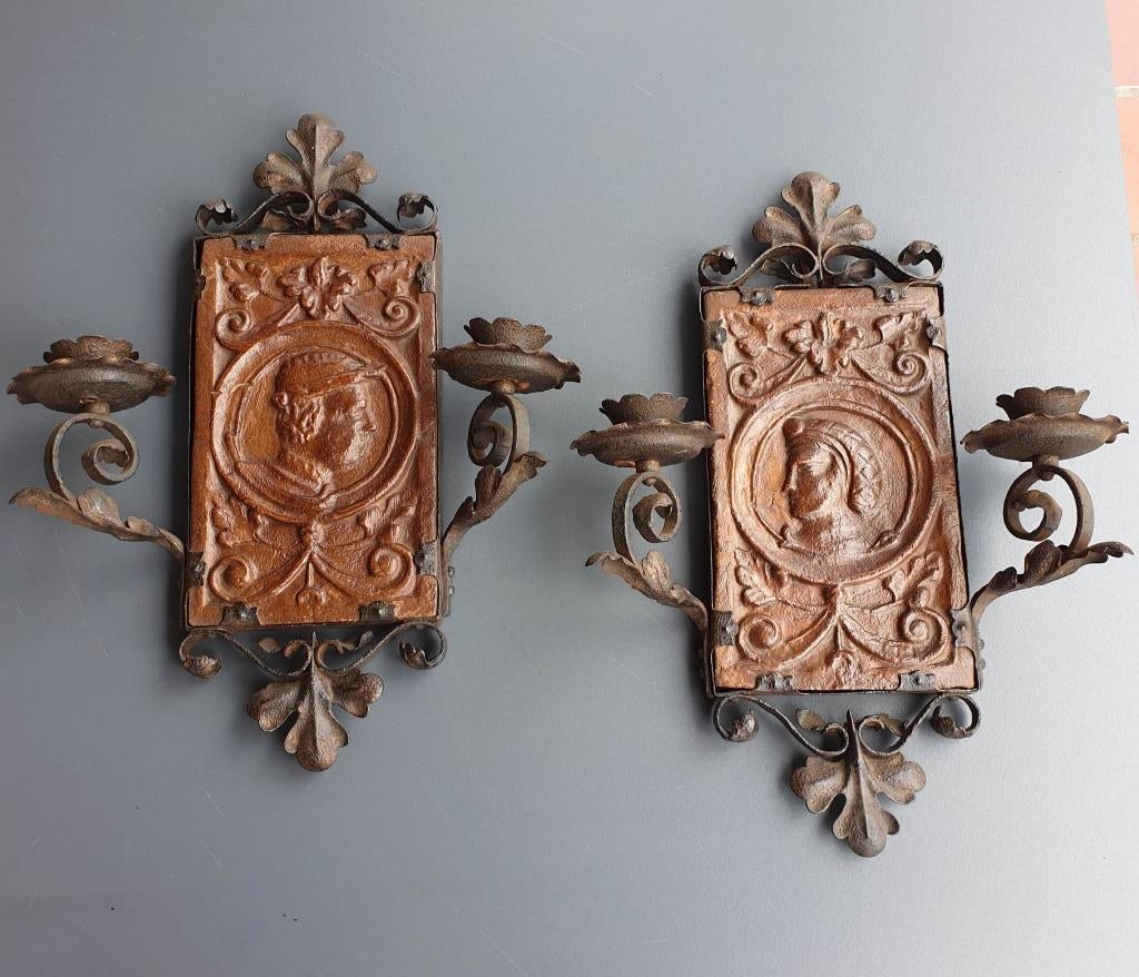 koppel Bretoense muurkandelaars, Enlèvement ou Envoi, Céramique ou Poterie