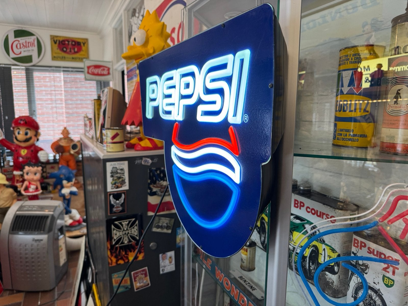PEPSI Cola oude reclame lichtbak, Verzamelen, Ophalen, Gebruikt, Lichtbak of (neon) lamp