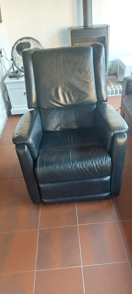Relax zwart leder, Ophalen, Gebruikt, Eenpersoons, Leer