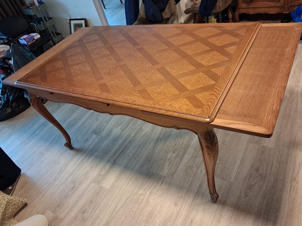 Antieke eiken eettafel (optioneel 6 bijpassende stoelen), Ophalen
