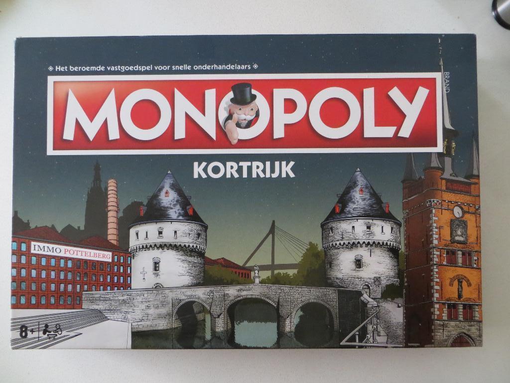 Monopoly Kortrijk, Hobby en Vrije tijd, Gezelschapsspellen | Bordspellen, Vijf spelers of meer, Ophalen of Verzenden, Zo goed als nieuw
