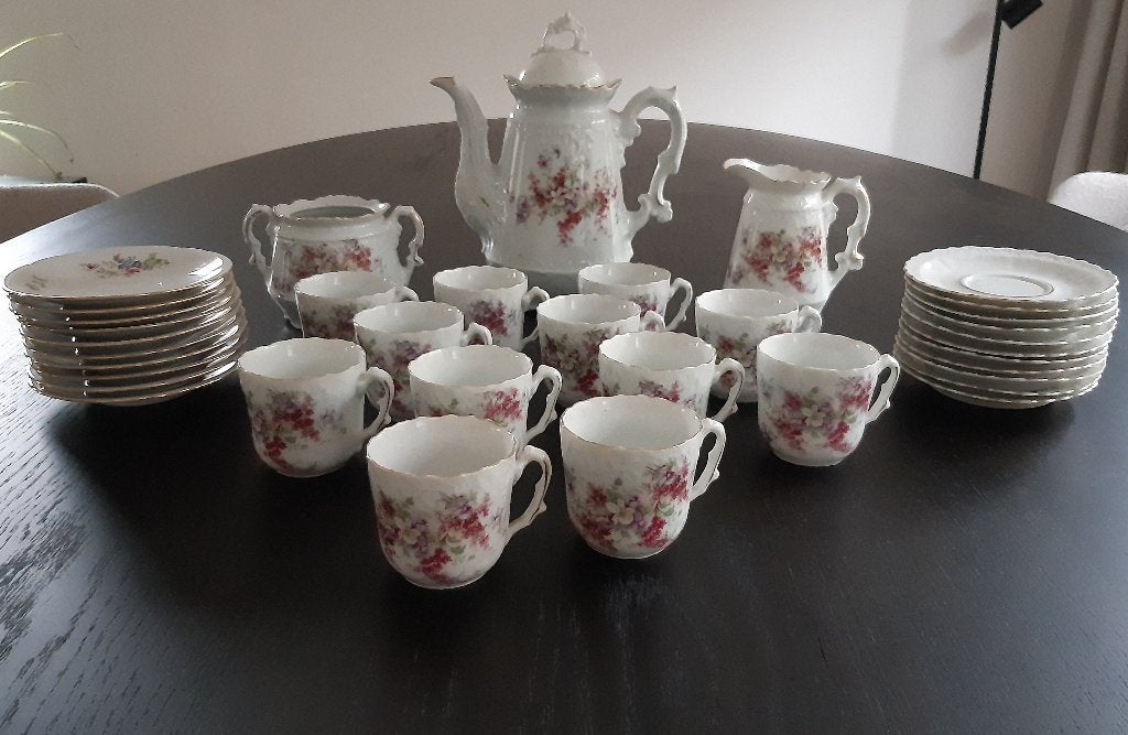 36-delig vintage koffieservies (meer dan 100j oud), Enlèvement, Utilisé, Vintage, Assiettes(s)