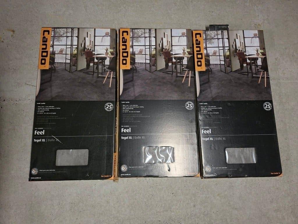 Cando Klik Pvc Vloer Tegel - Feel XL - Warm Grijs, 3 pakken, Ophalen, Nieuw, Minder dan 5 m², Vloertegels