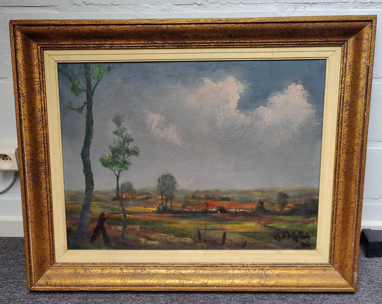 Oud schilderij op doek, Antiek en Kunst, Ophalen, Klassiek, Landschap, Doek