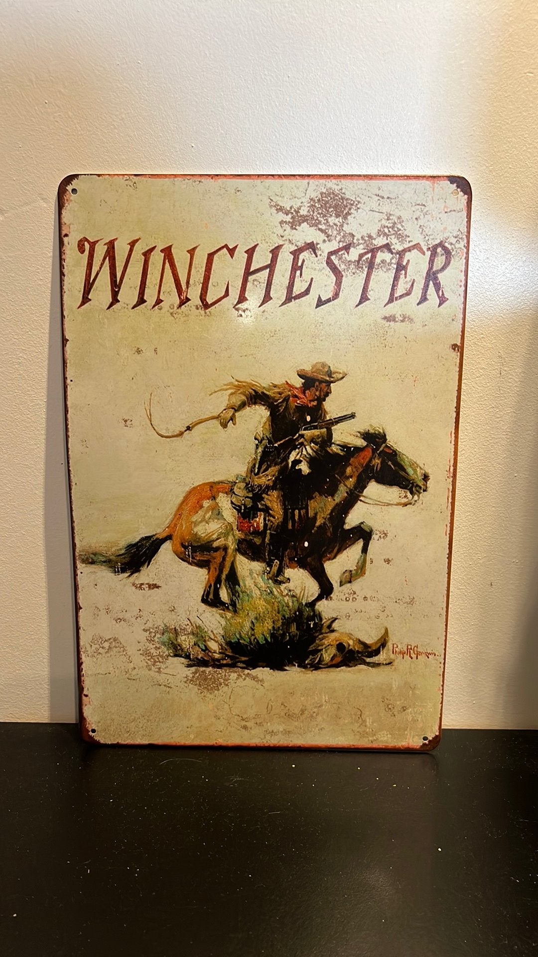 Metalen plaat winchester, Ophalen, Zo goed als nieuw