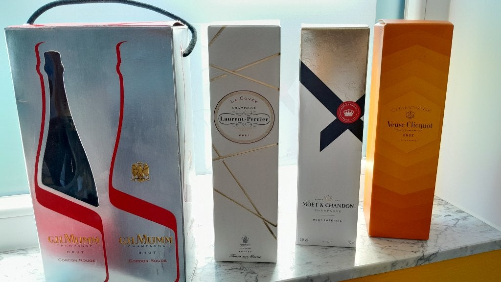 lot 5 bouteille champagne en coffret, Collections, Enlèvement ou Envoi, Neuf, Champagne, Pleine