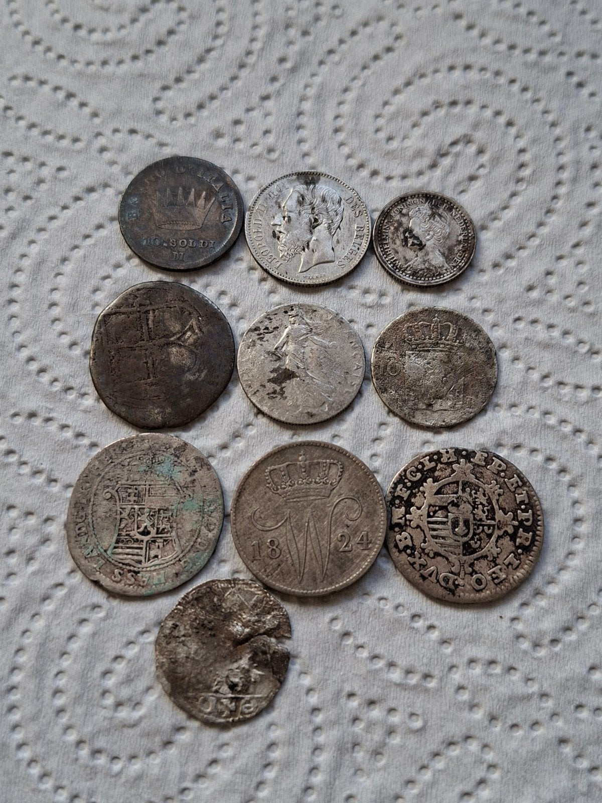 Bodemvondsten - Lot van 10 oude zilveren munten, Ophalen of Verzenden, Munten