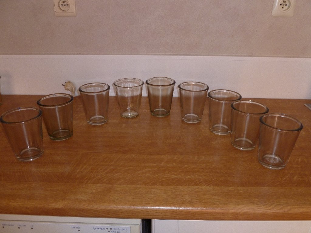 16 pots en verre VINTAGE  années 70 pour bougies, confiture, Maison & Meubles, Vintage, Comme neuf, Verre, Enlèvement