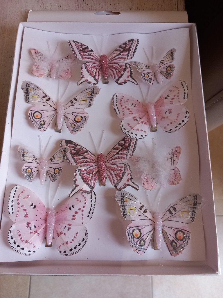 ROZE VLINDERS OP CLIPS – 10 STUKS, Ophalen of Verzenden, Natuurlijk materiaal, Roze, Overige stijlen