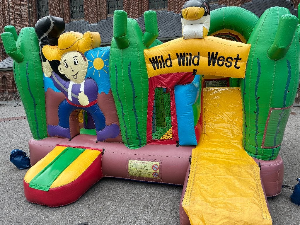 Springkasteel Wild West,Frozen,Koe of Piraat te huur, Hobby en Vrije tijd, Feestartikelen | Verhuur, Ophalen
